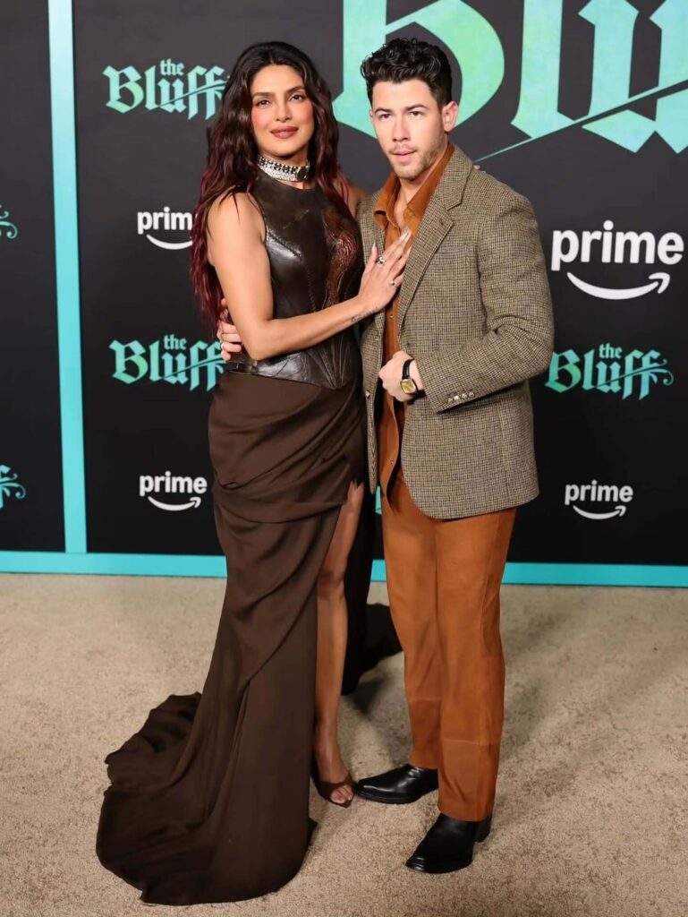 Priyanka Chopra Jonas & Nick Jonas for The Bluff Premiere