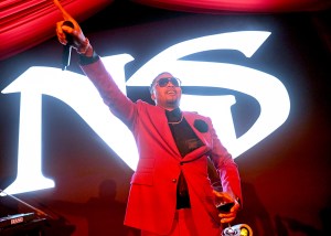 BEVERLY HILLS, CALIFORNIA - FEBRUARY 13: Nas performs onstage during Kenny "The Jet" Smith's FlyHouse Presented by Resorts World on February 13, 2026 in Beverly Hills, California. (Photo by Vivien Killilea/Getty Images for Kenny Smith)