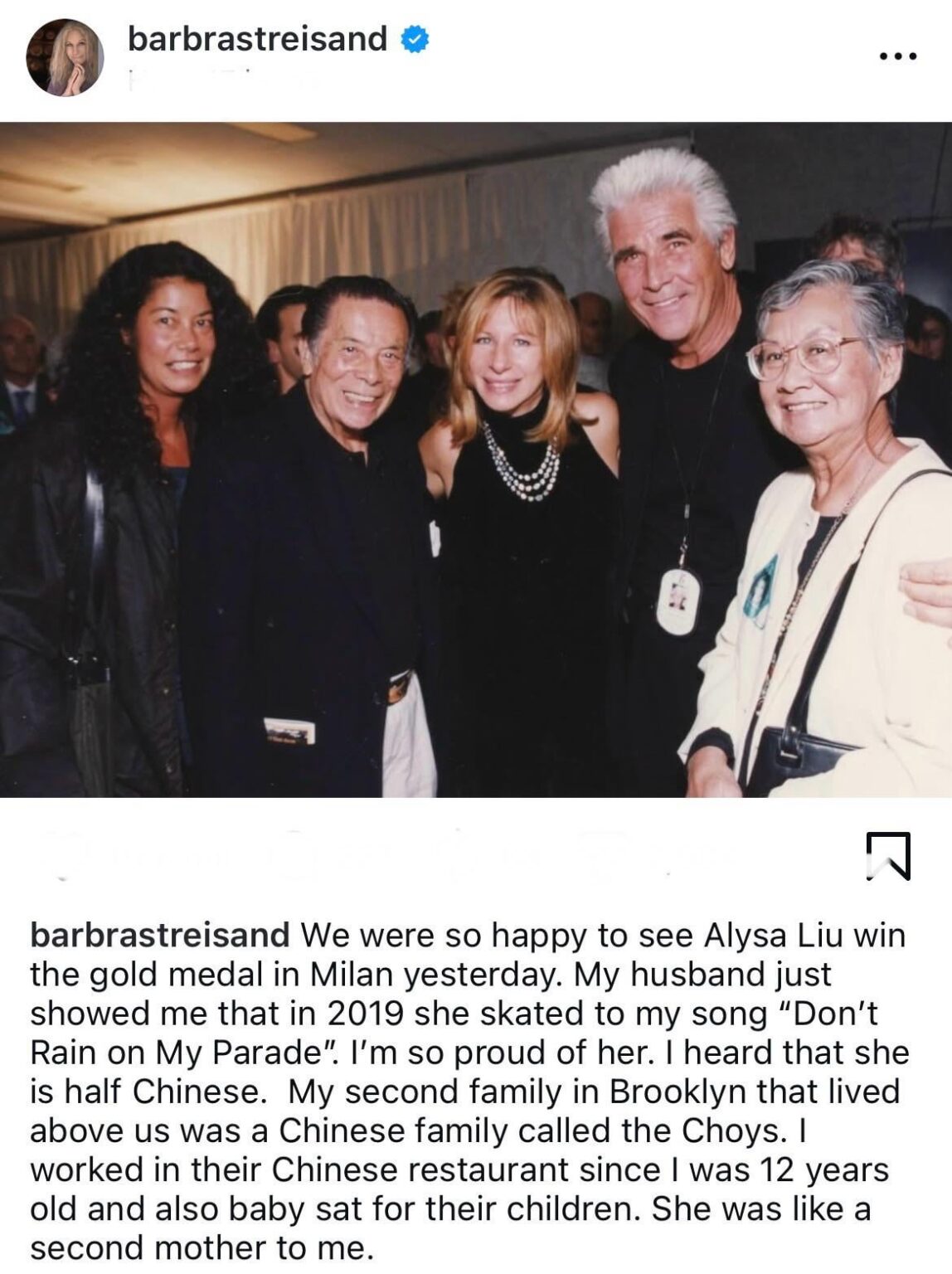 Alysa Liu winning a gold medal made Barbra Streisand reminisce about her youth