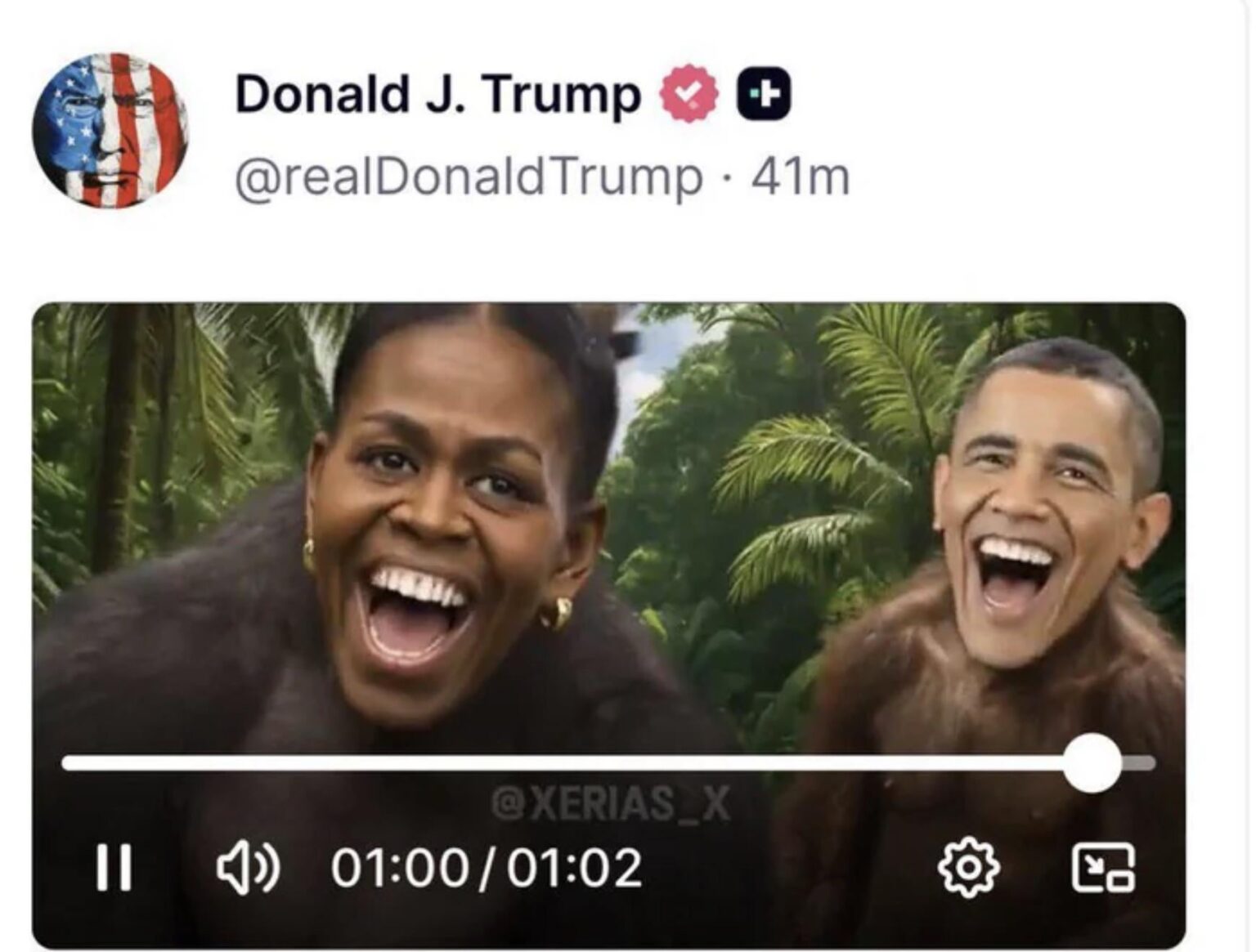 Trump Just Posted a Video of Barack and Michelle Obama as Monkeys
