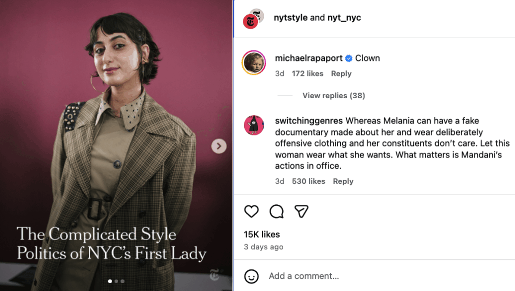 Michael Rapaport calls Rama Duwaji a "clown" under NYT Instagram post