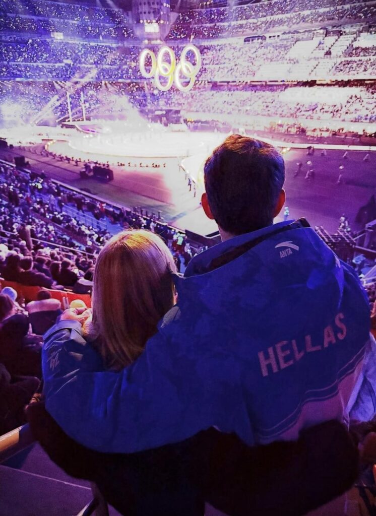 Prince Pavlov and Princess Marie-Chantal at the opening ceremony of the Winter Olympics
