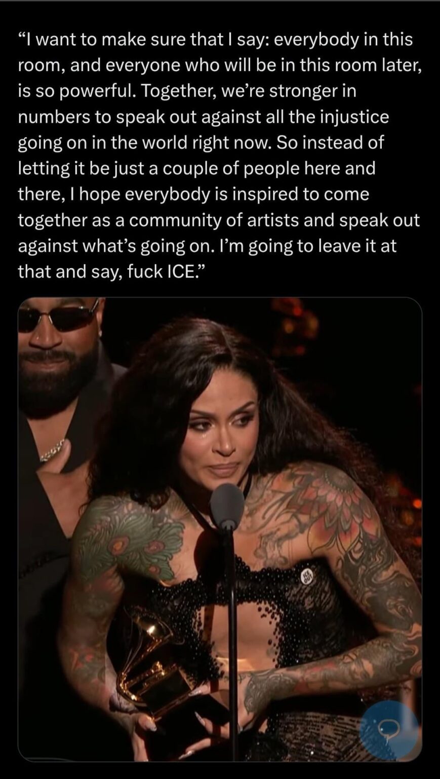Kehlani calls out ICE during her #GRAMMYs acceptance speech