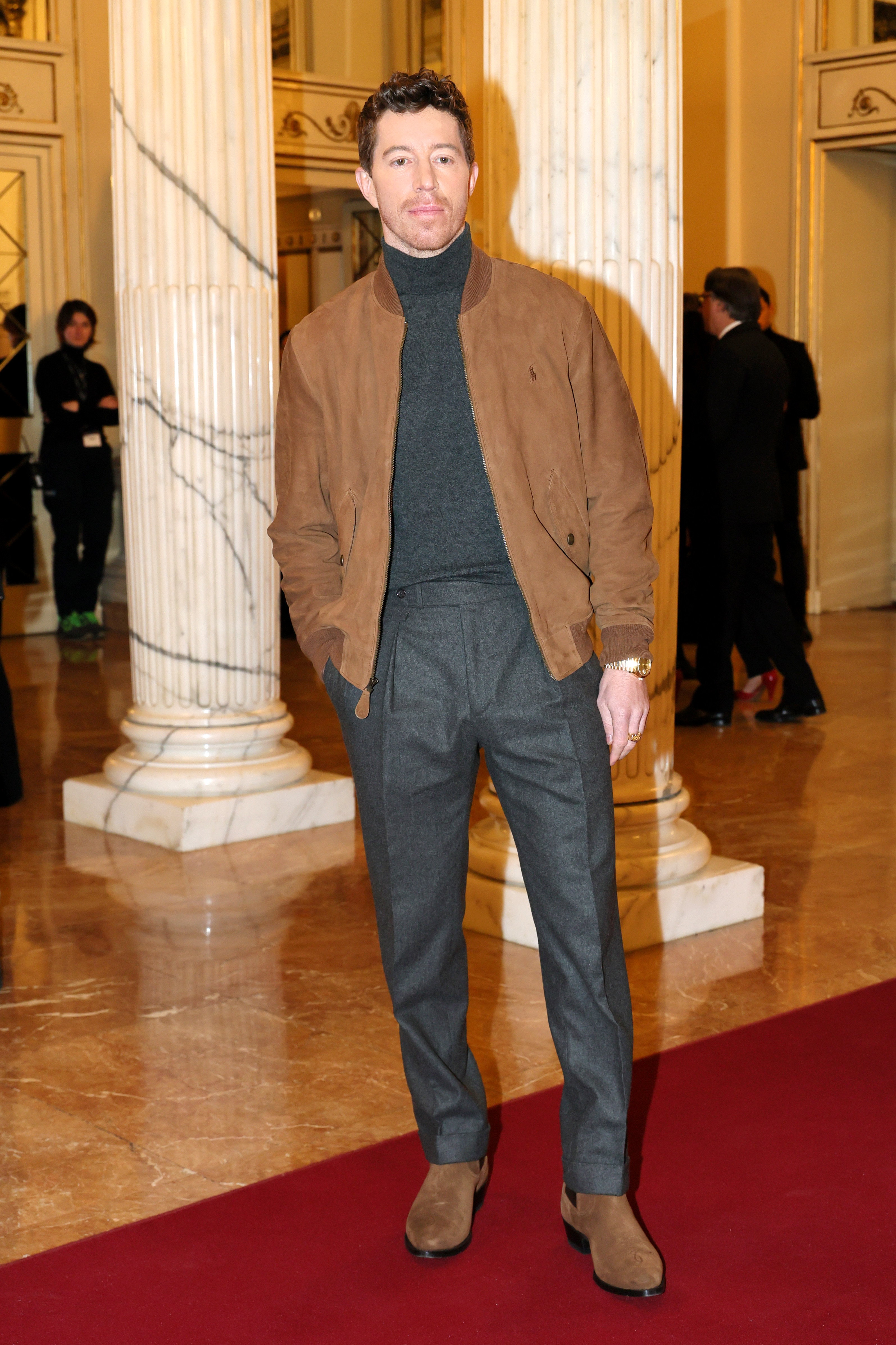 Shaun White arrives at the red carpet for the Opening Ceremony.