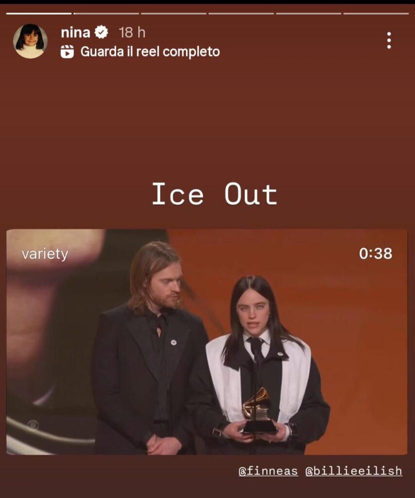 Nina Dobrev reposts Billie Eilish's dialogue on IG stories, saying ICE out