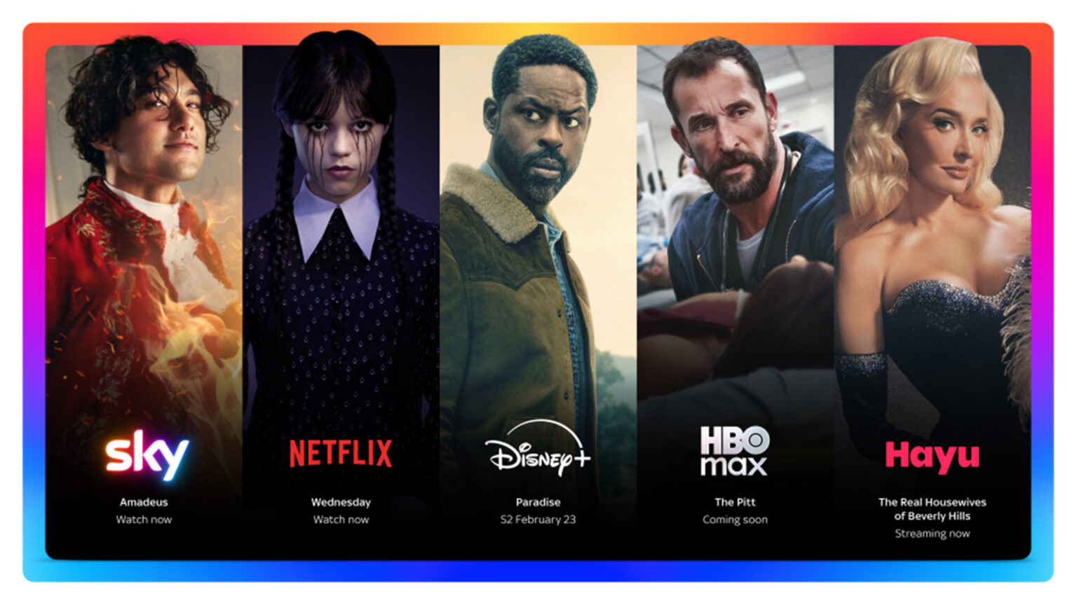 Sky brings together Netflix, Disney+, HBO Max and Hayu into one single subscription, exclusively on Sky
