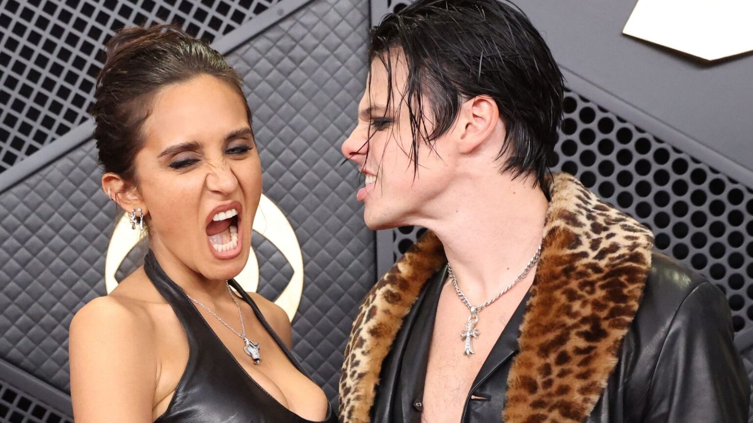 All the best Grammys 2026 fashion as celebrities hit the red carpet | Ents & Arts News Yungblud and Jesse Jo Stark on the red carpet at the 68th Grammy Awards in Los Angeles. Pic: Reuters/Mario Anzuoni