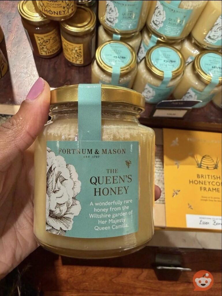 Queen Camilla selling honey from her Wiltshire garden at Fortnum & Mason