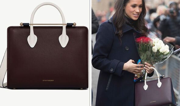 Meghan Markle with Strathberry Tricolour bag