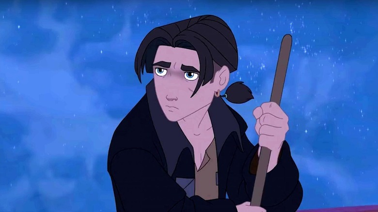 Jim Hawkins mops the deck sadly in Treasure Planet.