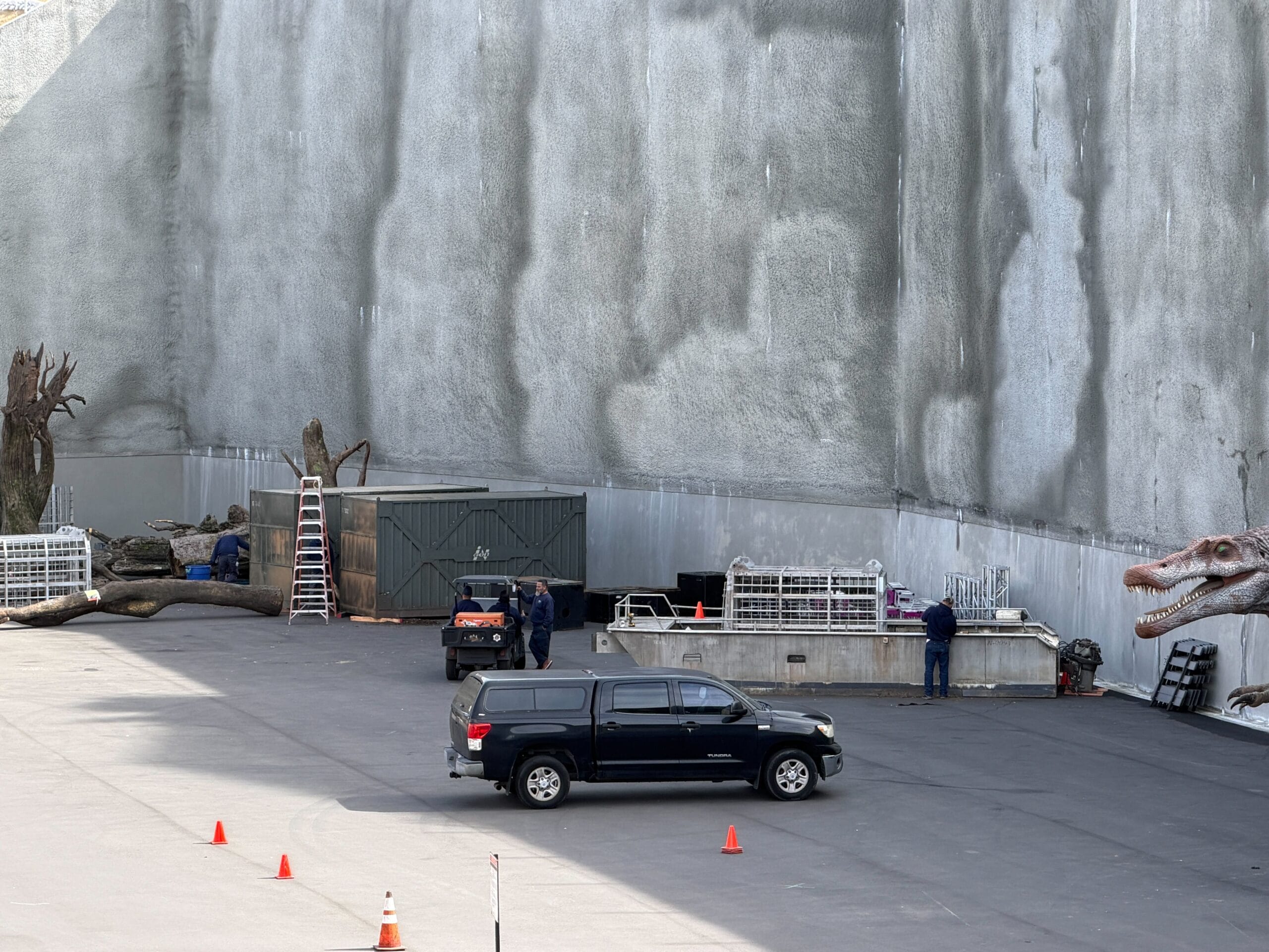 Jurassic Park props seen backstage at Universal Studios Hollywood
