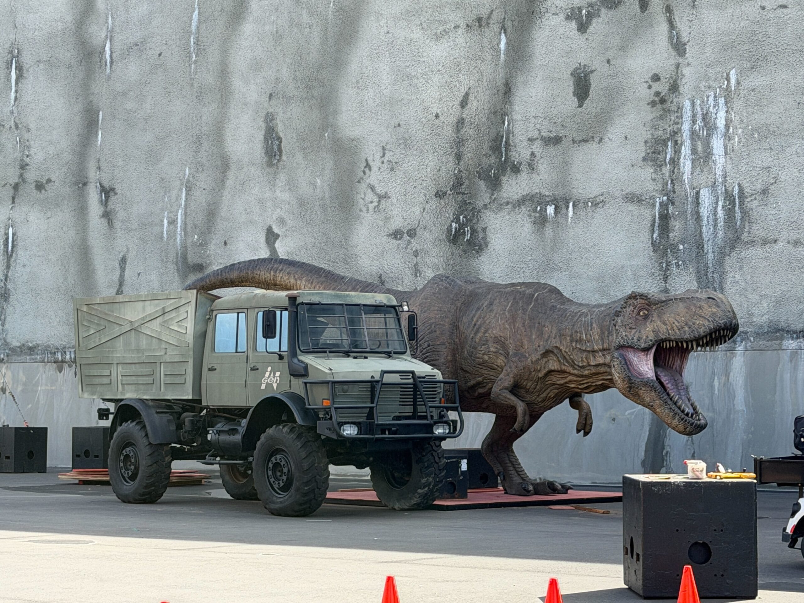 T. rex statue backstage at Universal Studios Hollywood