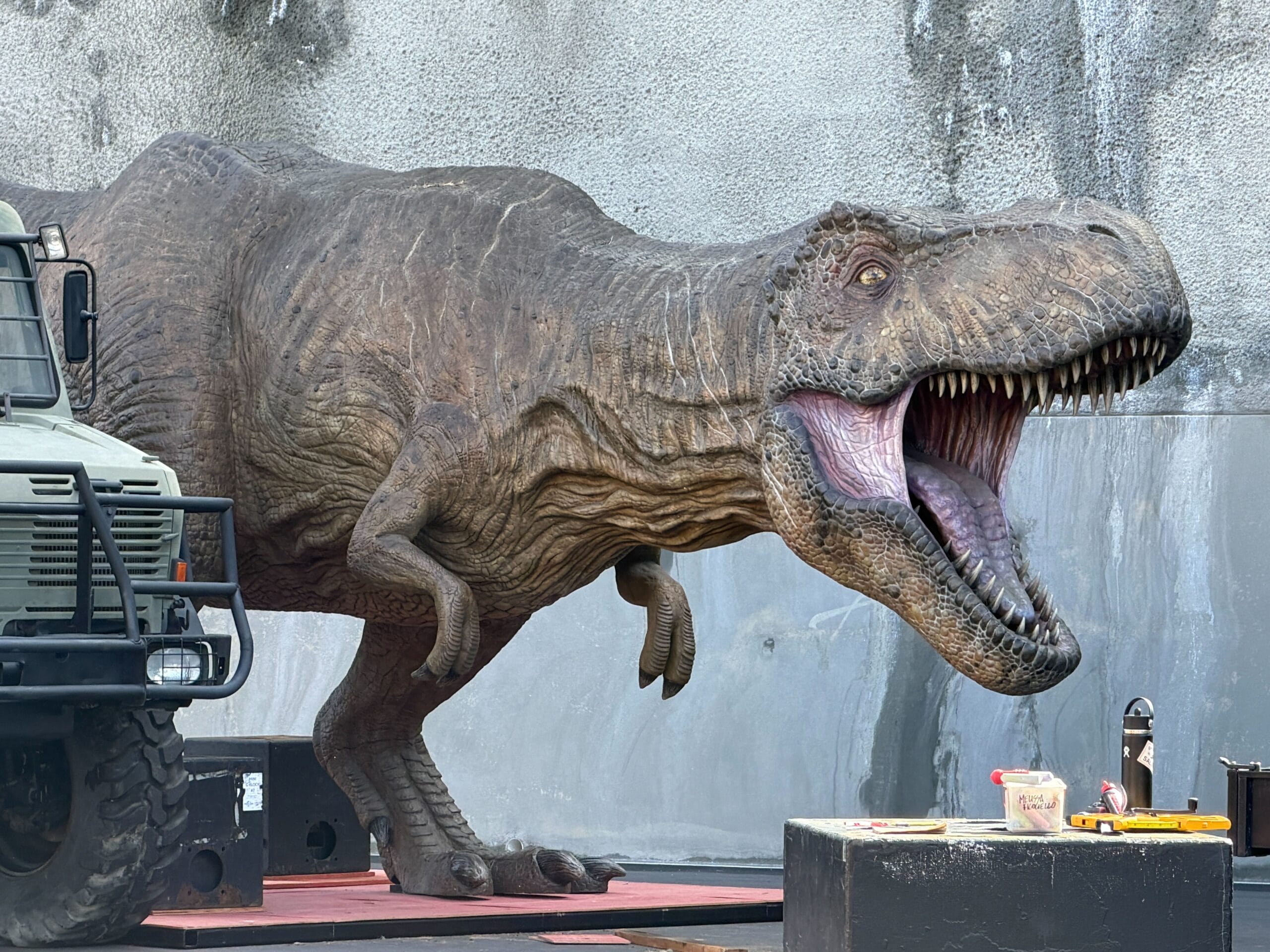 T. rex statue backstage at Universal Studios Hollywood