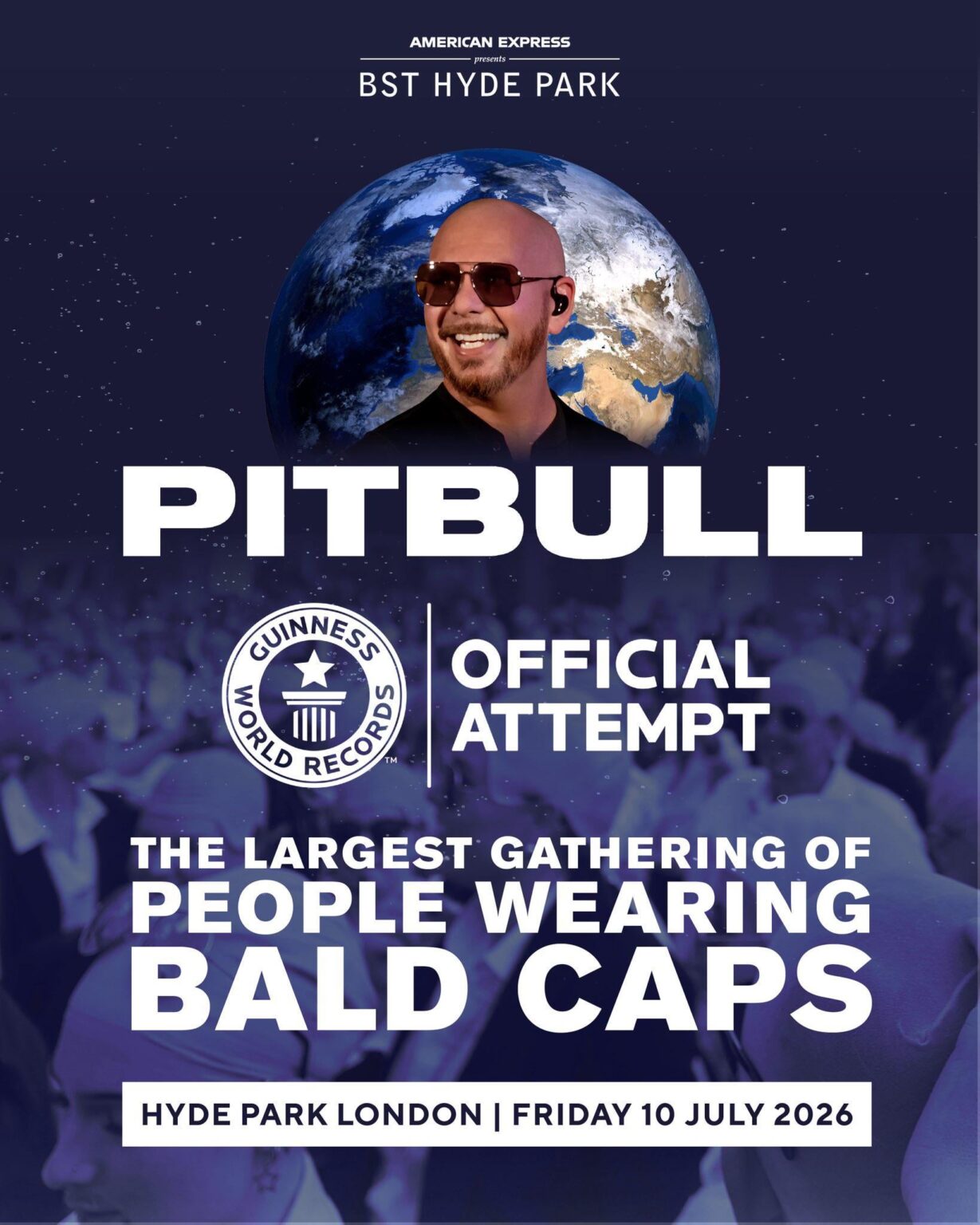 Pitbull & BST Hyde Park are officially hosting a Guinness World Records attempt for the ‘largest gathering of people wearing bald caps’ during his headlining show on July 10th