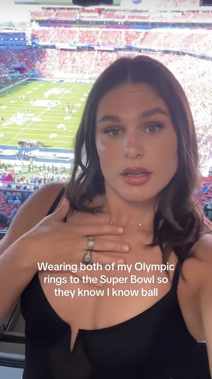 Rugby Olympian Ilona Maher attends Super Bowl LX.