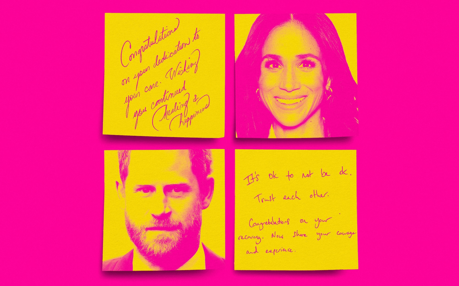 Handwritten notes left by Meghan and Prince Harry during their appearance at an addiction recovery centre in Jordan Handwritten notes left by Meghan and Prince Harry during their appearance at an addiction recovery centre in Jordan