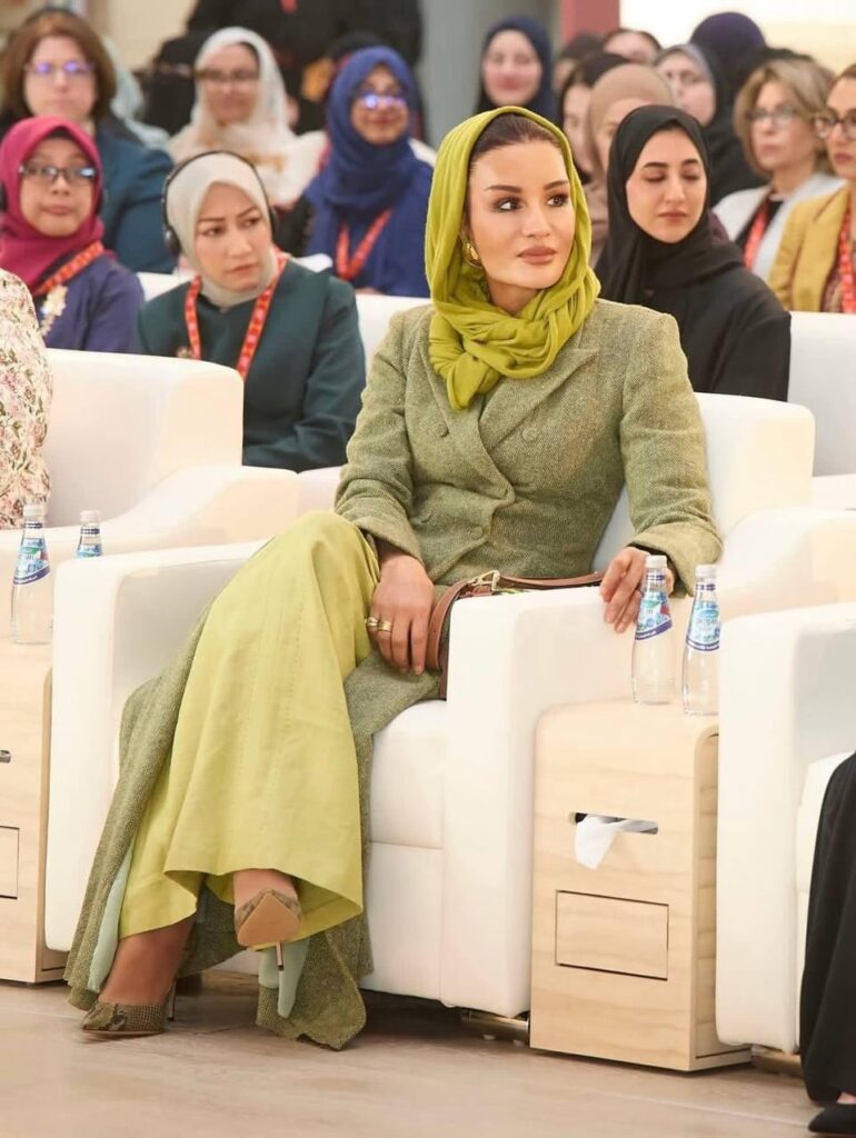 Sheikha Moza bint Nasser fabulous in green at the JADAL 2026 Multidisciplinary Research Summit