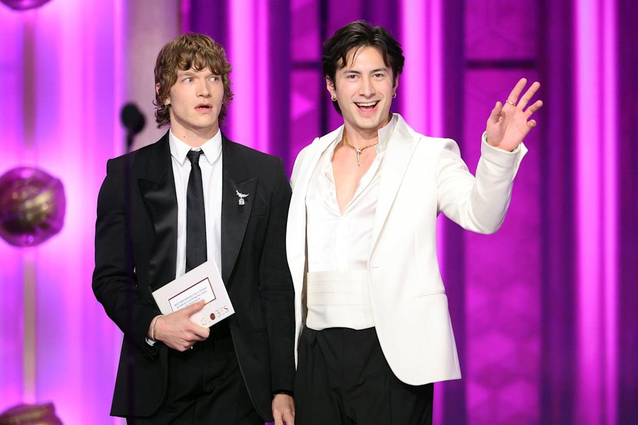 Connor Storrie and Hudson Williams speak onstage during the 83rd Annual Golden Globe Awards at The Beverly Hilton on January 11, 2026 in Beverly Hills, CaliforniaCredit: Getty Images