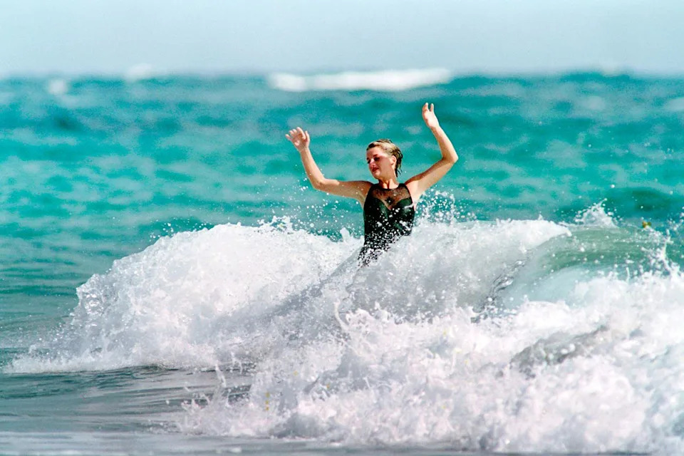Princess Diana splashes in Nevis in 1993.Credit: PAUL J. RICHARDS/AFP/getty