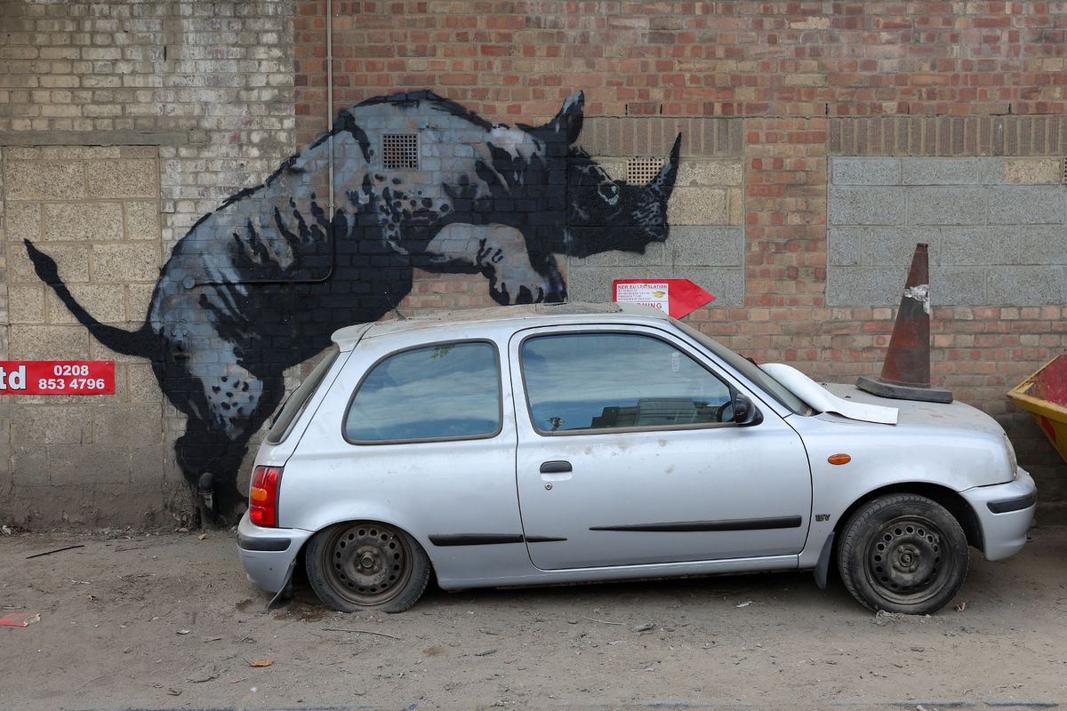 A photo of a Banksy artwork