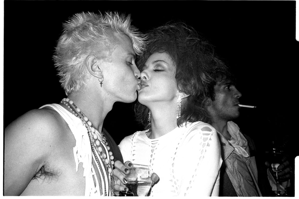 Billy Idol and Perri Lister at Perri Lister's birthday party at the Cat Club. April 10, 1984