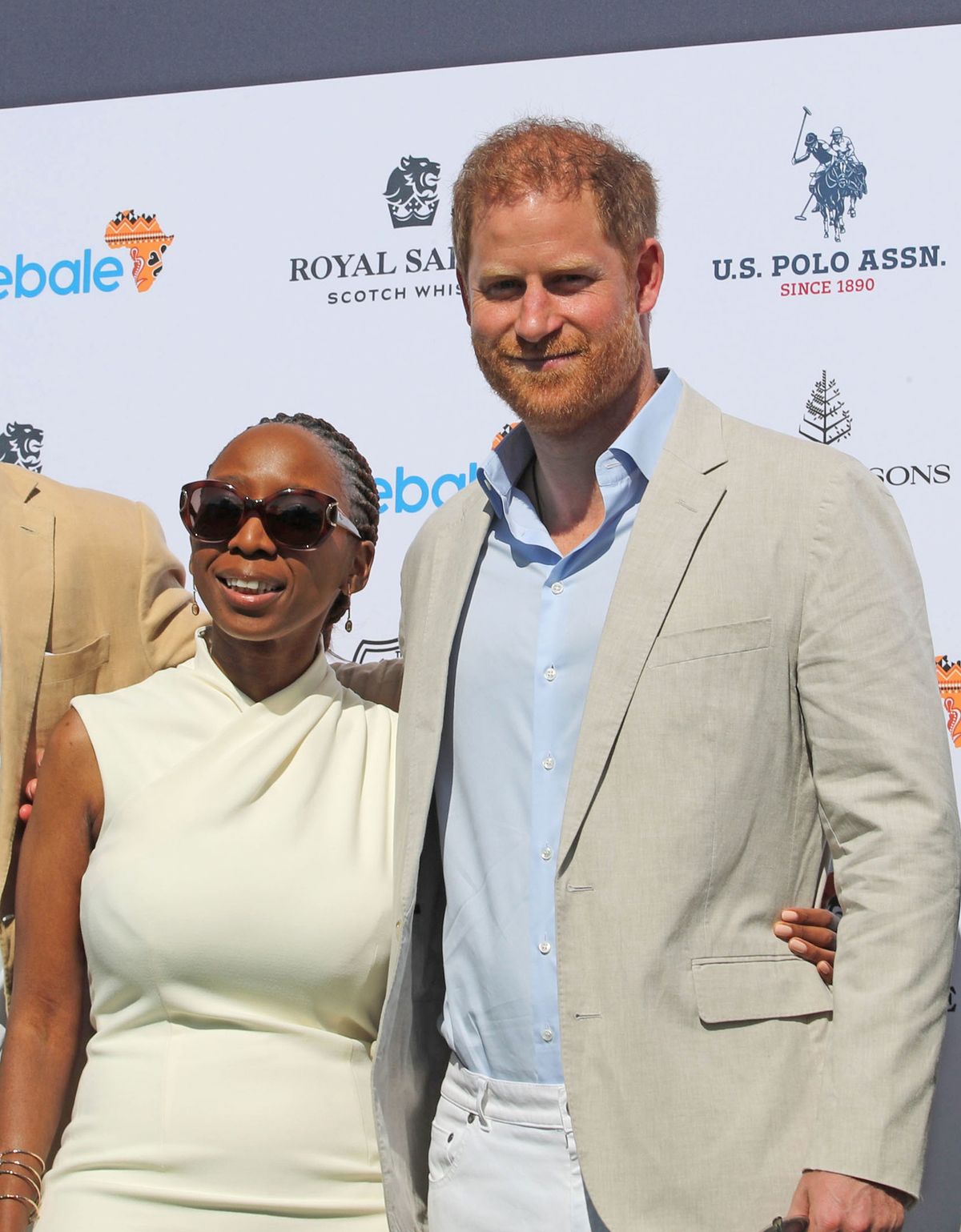 Harry with Sentebale chairwoman Sophie Chandauka, during the Royal Salute Polo Challenge, to benefit Sentebale, at the USPA National Polo Center in Wellington, Florida, in 2024