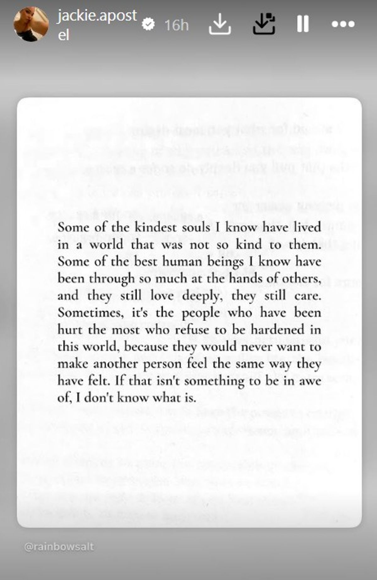 Jackie's post seemed significant given its timing