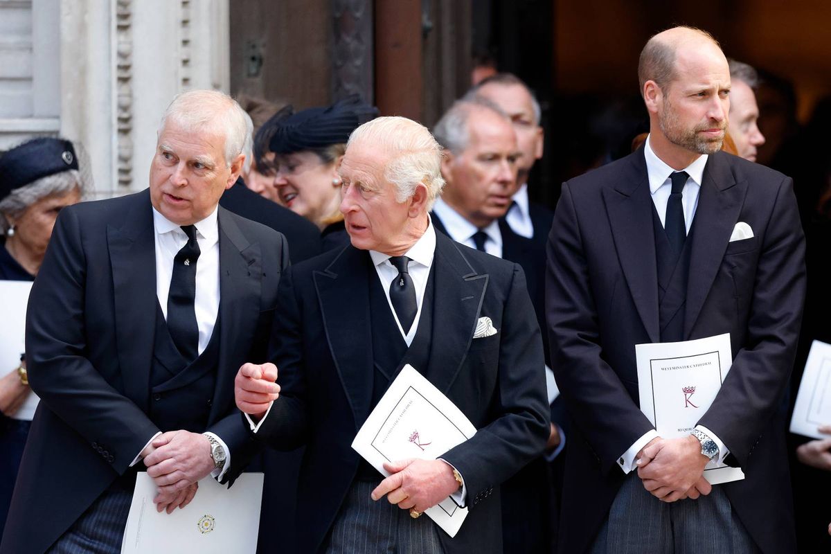 Andrew Mountbatten-Windsor with King Charles and Prince William