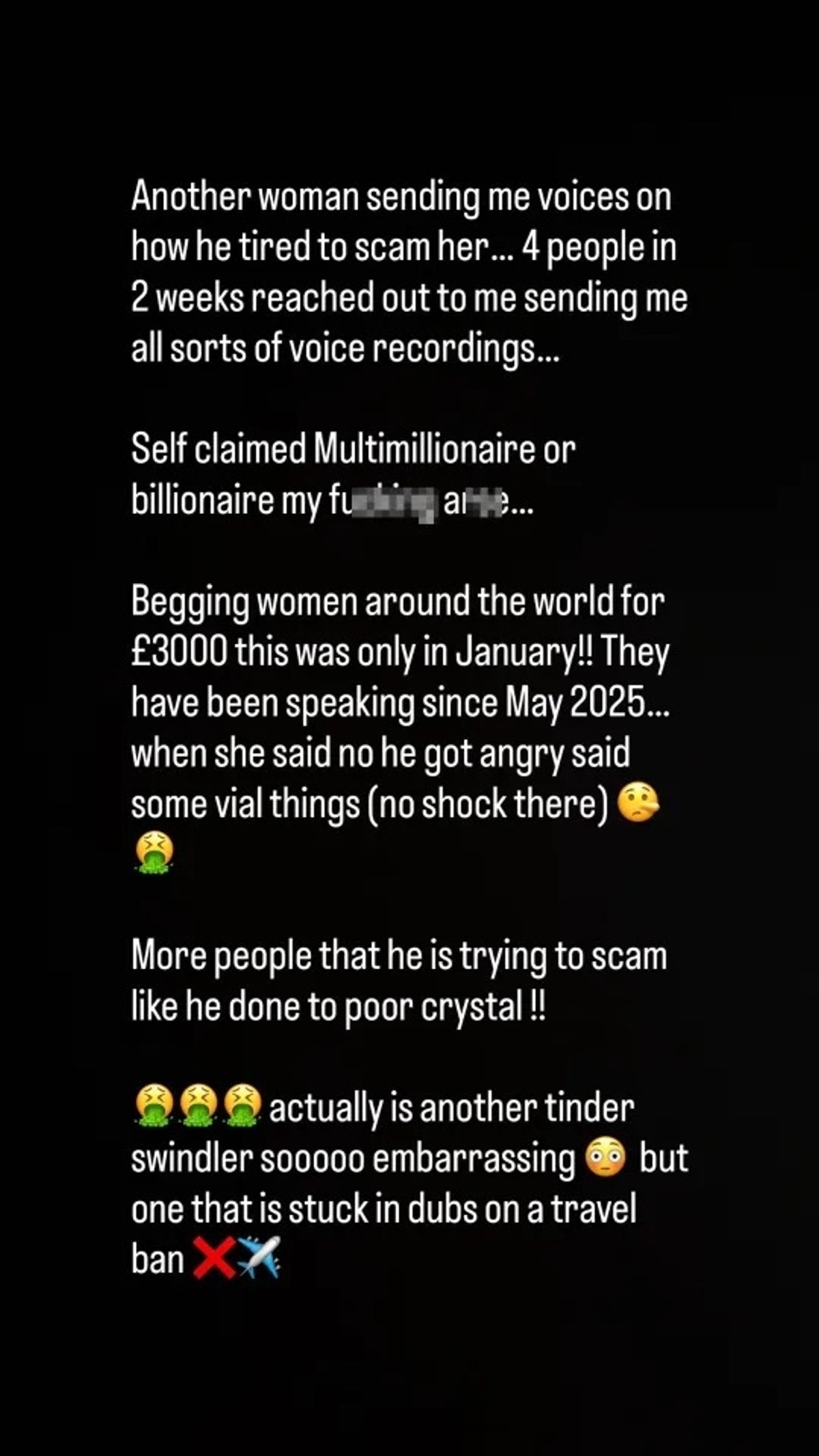 Lee's ex-fiancée claims more women have messaged her about his alleged behaviour
