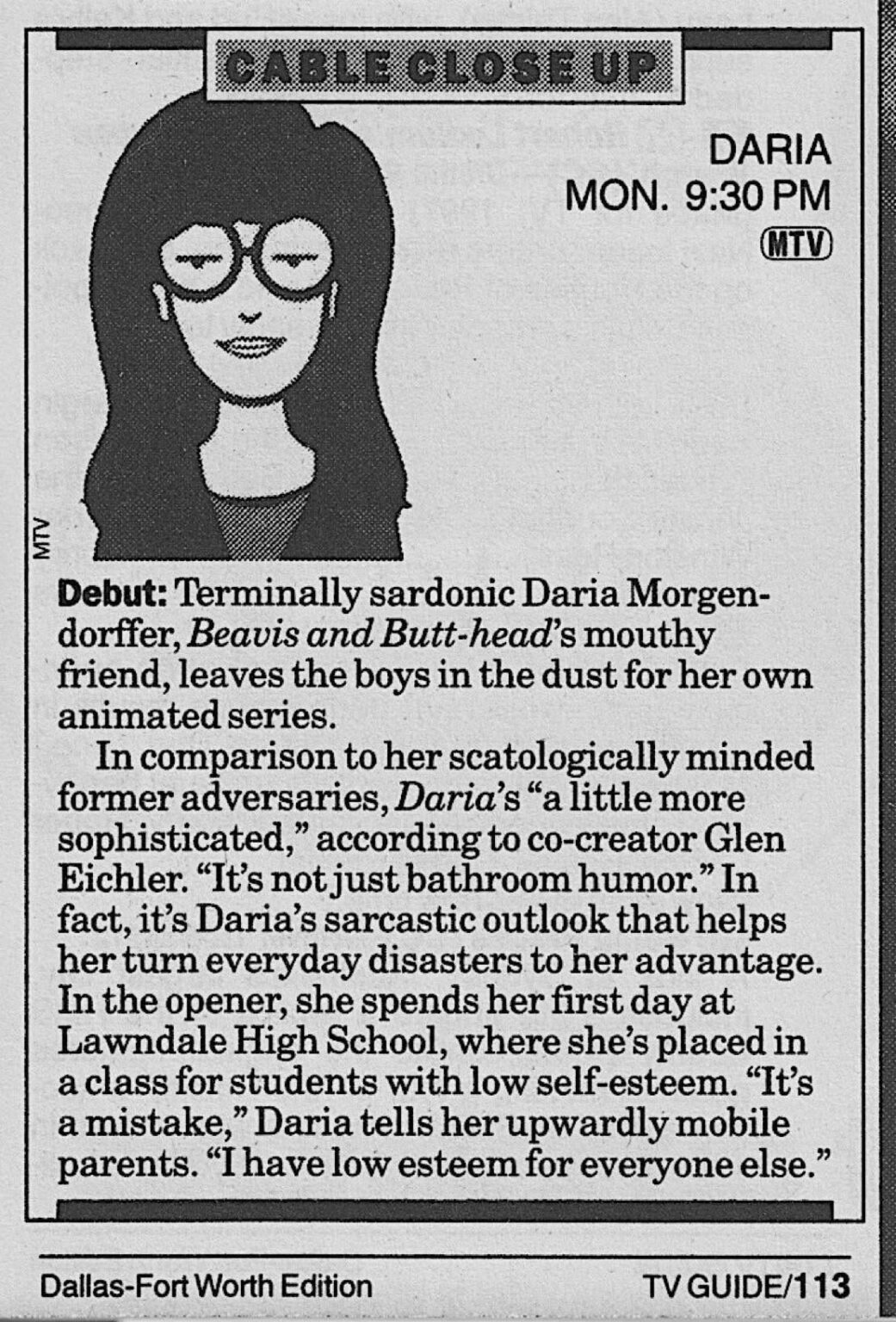 Daria first premiered on MTV on this day in 1997