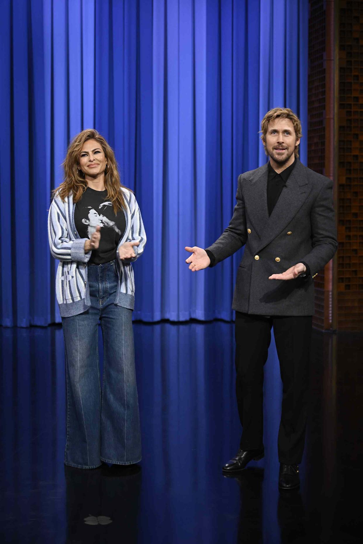 Eva Mendes and Ryan Gosling on The Tonight Show Starring Jimmy Fallon on March 5.Credit: Getty Images