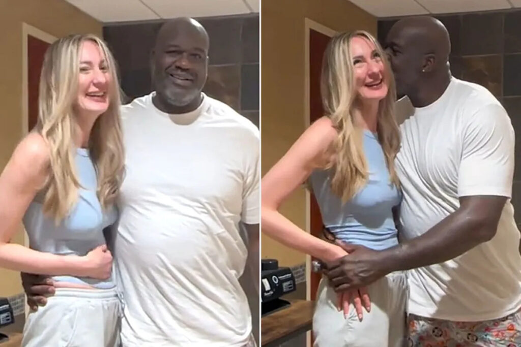 Shaquille O'Neal Kisses and Cuddles Up to Ekaterina Lisina, the World's Tallest Model, in Giggly Video