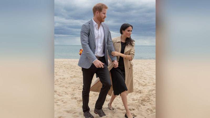 Prince Harry and Meghan Markle visited a Melbourne beach during their 2018 royal tour.MEGA