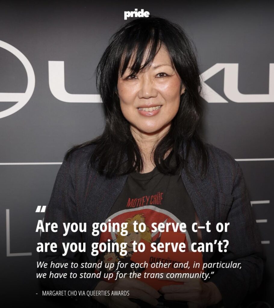 Margaret Cho accepted the Icon Award at the 2026 Queerties calling on the LGBTQ+ community to continue using their voices and art to fight for change