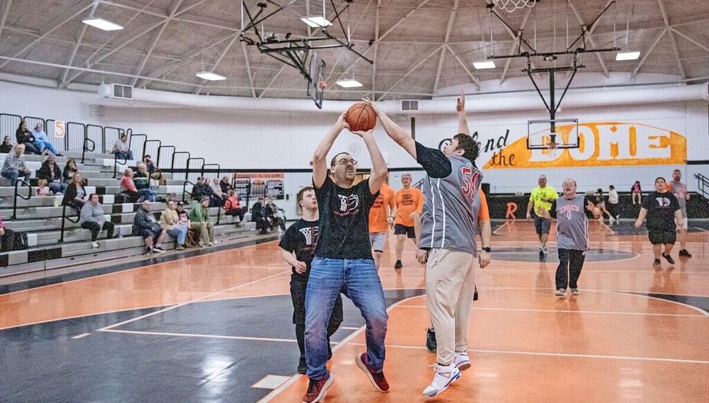 Hopewell Indians, community celebrities play basketball for Developmental Disabilities Awareness Month at Ridgewood Middle School