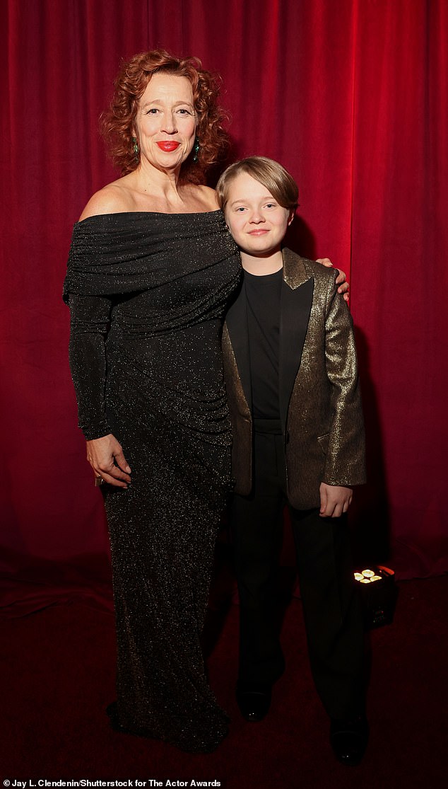 The actress, 52, who played Julie Carp in the ITV soap, looked worlds away from Weatherfield in a glamorous black sequinned gown