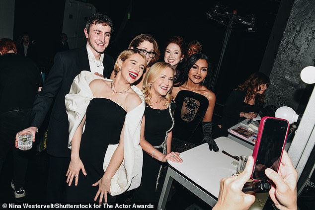 The Office girls posed with Hamnet stars Paul Mescal and Jessie Buckley backstage