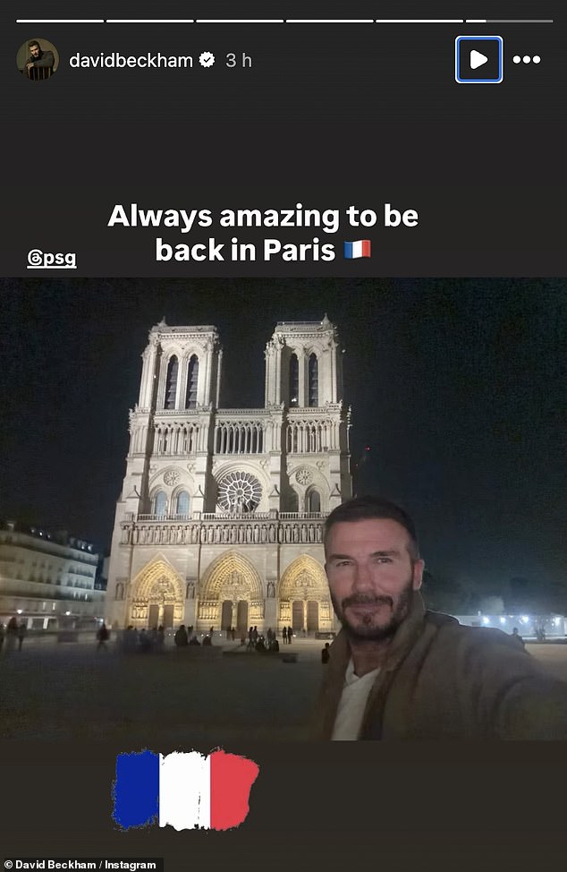 Brooklyn's gushing post came just hours before his estranged father Sir David, 50, announced to his 88.4 million followers that he had arrived in Paris