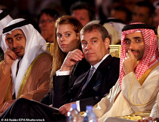 The Yorks have made multiple jaunts to the UAE in recent years. Pictured: Beatrice and Andrew in Abu Dhabi in 2008