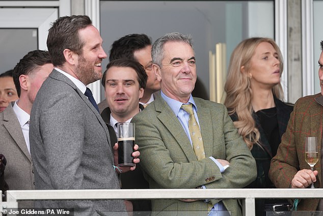 James was flanked by a host of fellow revellers