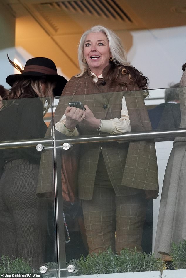 Tamara Beckwith ws spotted enjoying the race day from a box as she watched on enthusiatically