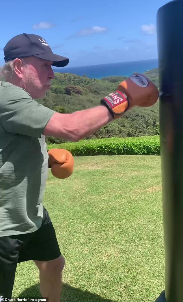 Norris has always been vocal about his longevity and excellent health, often saying he feels much younger than his actual age; (pictured 2024)