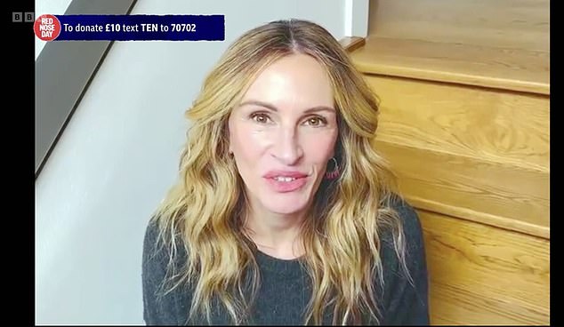 Speaking in a video, Julia said: 'Thank you so much nan for your kind offer, I would love to appear on Red Nose Day, I'll be there in a jiffy!'