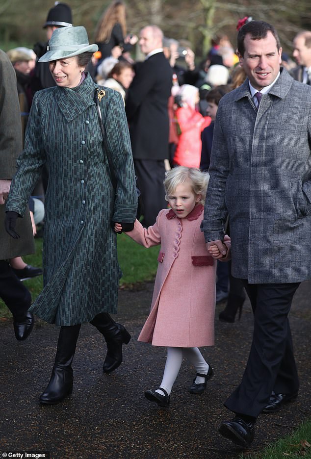 Pictured: Princess Anne, Isla and Peter Phillips at the 2016 Christmas Day church service at Sandringham