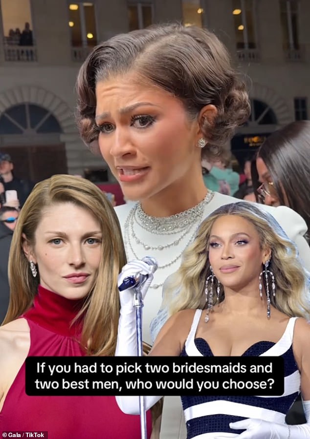 Zendaya named the two celebrity bridesmaids she would choose for her wedding at the Paris premiere of The Drama on Tuesday - but hasn't confirmed whether she's married Tom Holland