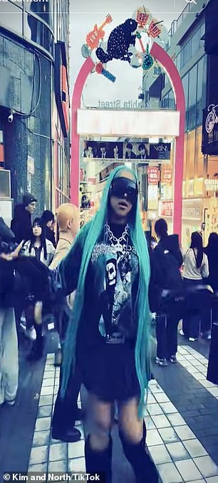Her 12-year-old daughter North has been posting TikToks all week from parts of Tokyo (pictured March 15)