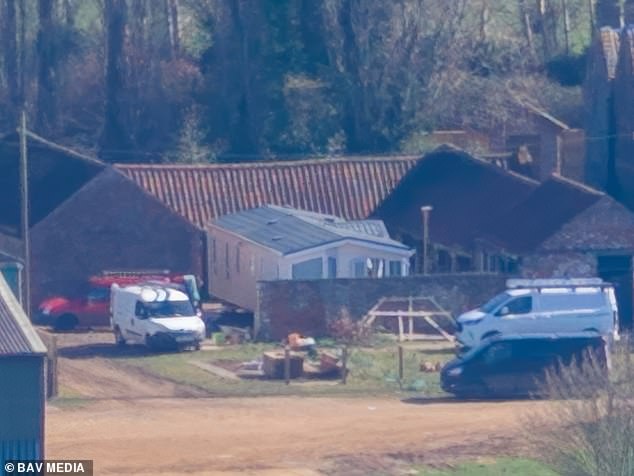 The mobile home at Marsh Farm on the Sandringham Estate. It was delivered to his Norfolk home by a lorry and has been placed in his garden