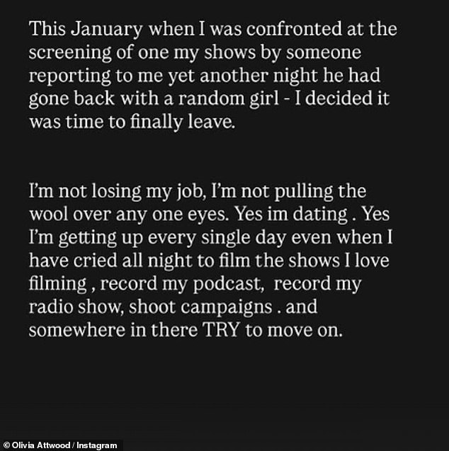 Olivia went on to speak about the moment she decided to walk away from the relationship