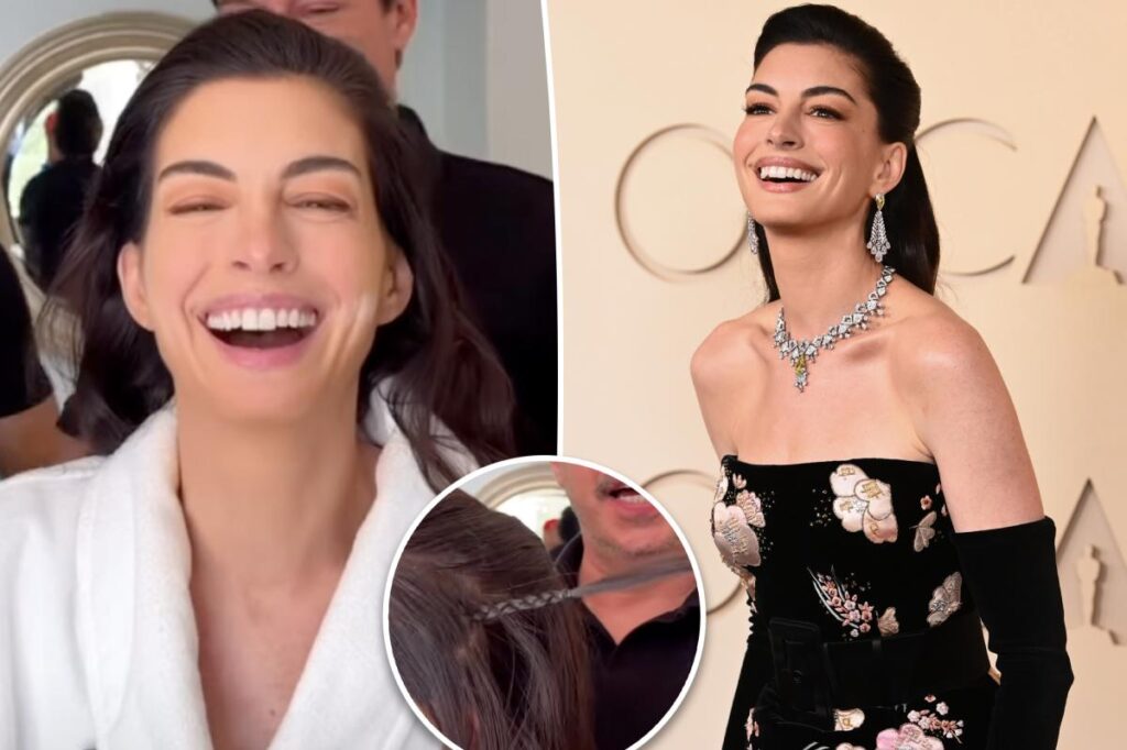 Anne Hathaway shares the instant facelift hack she used for the Oscars 2026 red carpet