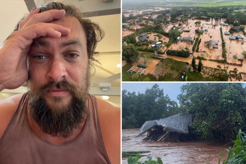 Jason Momoa escapes raging Hawaii floods as powerful storm batters the island: 'We're safe for now'